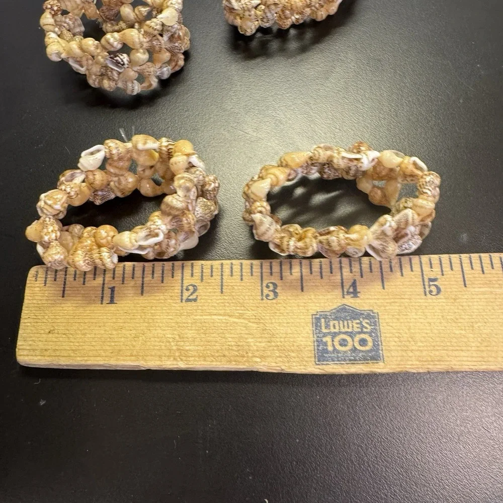 Set Of 4 Tiny Strung Sea‎ Shell Napkin Rings Vintage